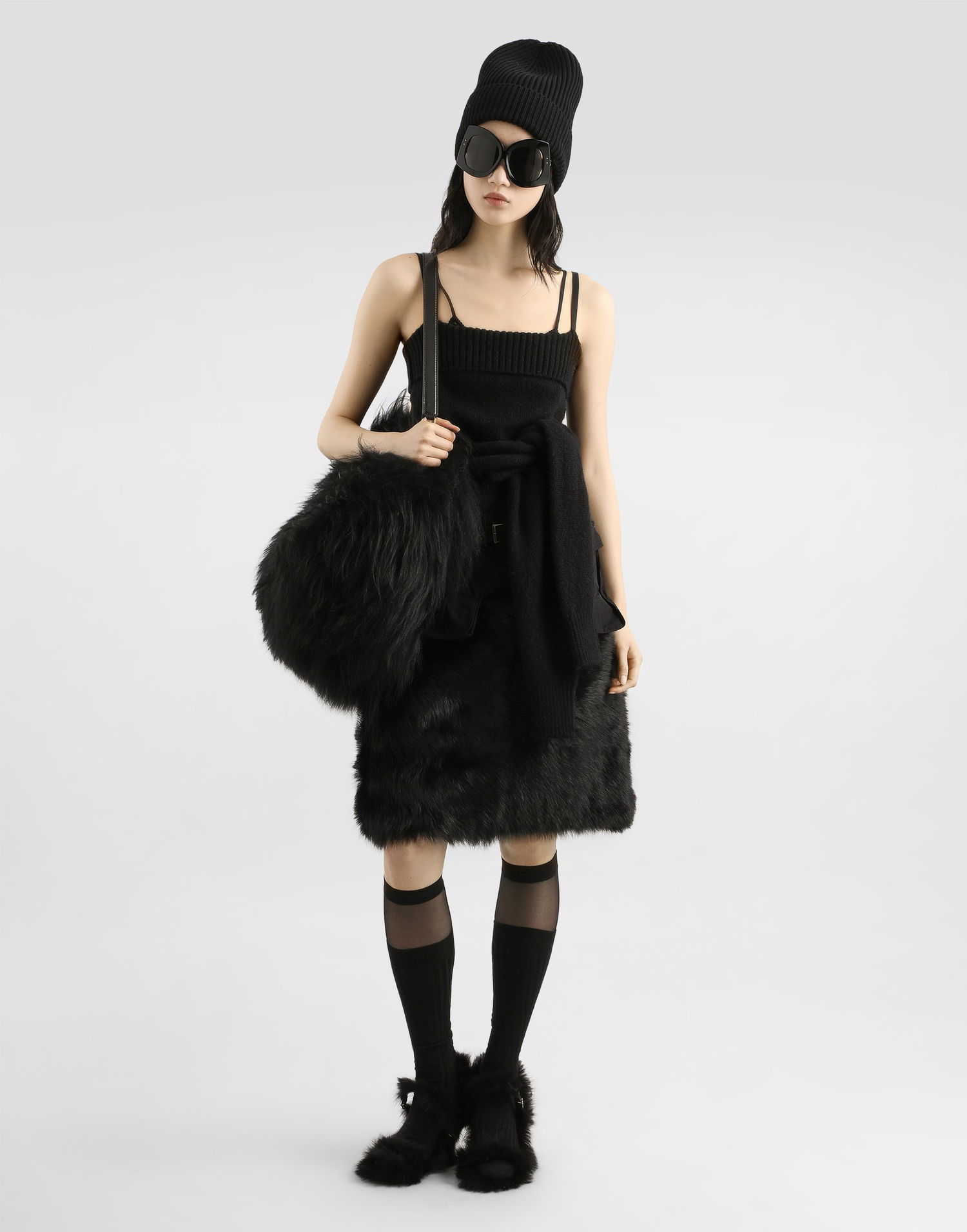 Suknja Dolce & Gabbana Dolce & Gabbana Fur Trim Midi Skirt Crna | F4DAWFGDDIHN0000, 1