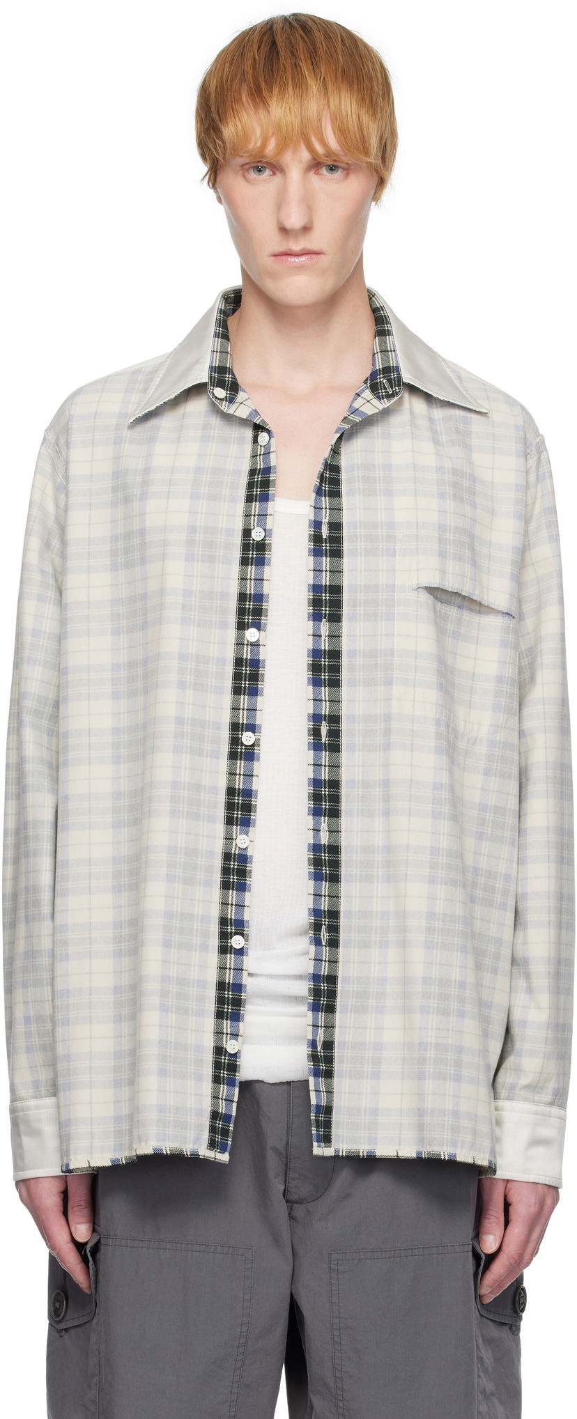 Košulja Maison Margiela MM6 Maison Margiela Checkered Placket Shirt Bijela | SH2DT0016 M35444