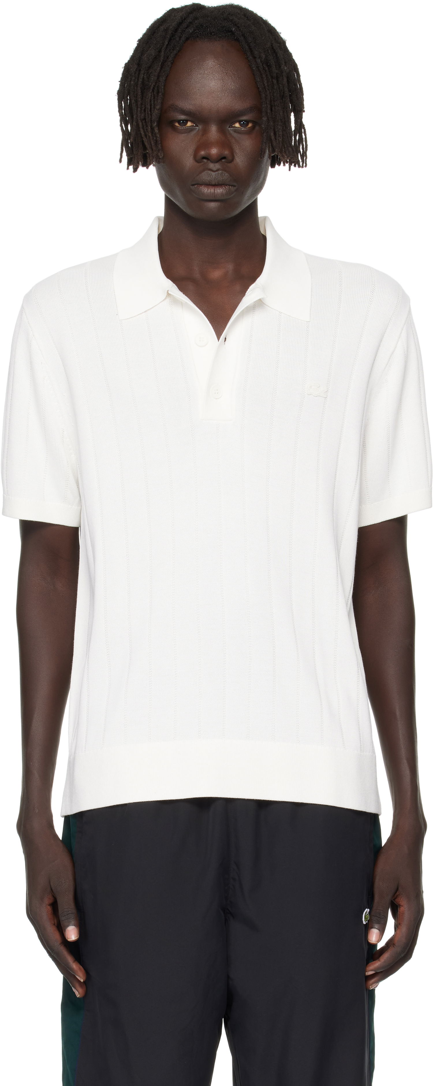 Polo majica Lacoste Ribbed Knit Polo Bijela | AH5339_70V, 0