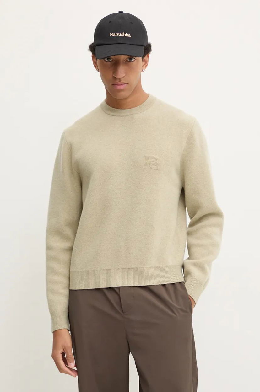 Džemper Nanushka Wool Blend Crewneck Sweater Bež | NM24PFSW00372