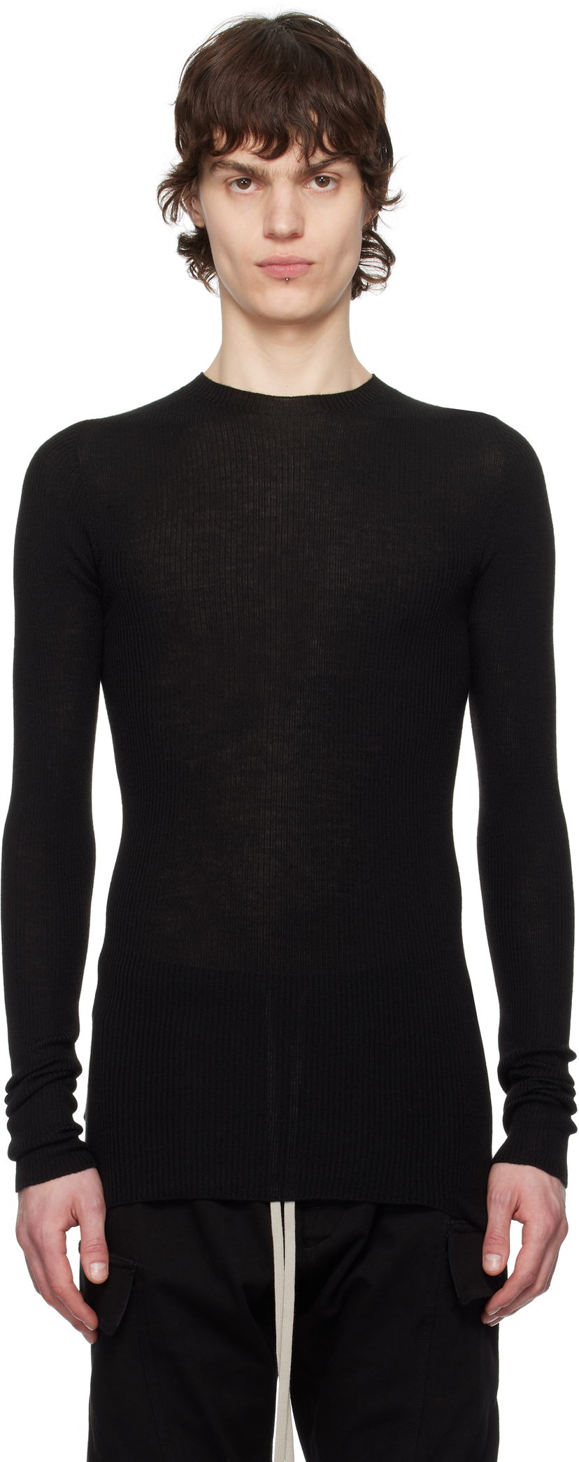 Džemper Rick Owens Rick Owens Hollywood Ribbed Sweater Crna | RU01E5637 RIBM