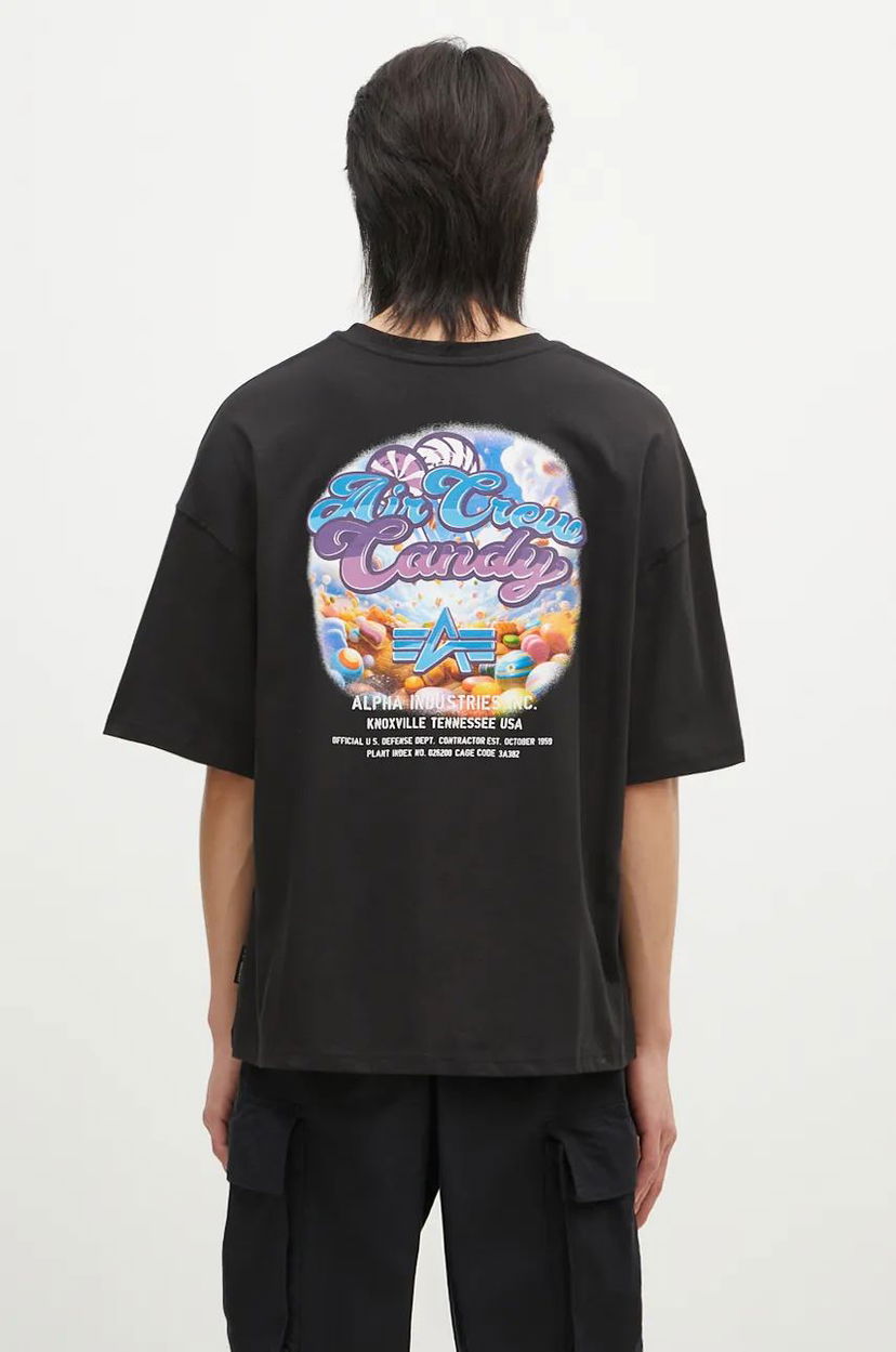 Majica kratkih rukava Alpha Industries Candy Crew T-Shirt With Print Crna | 148509