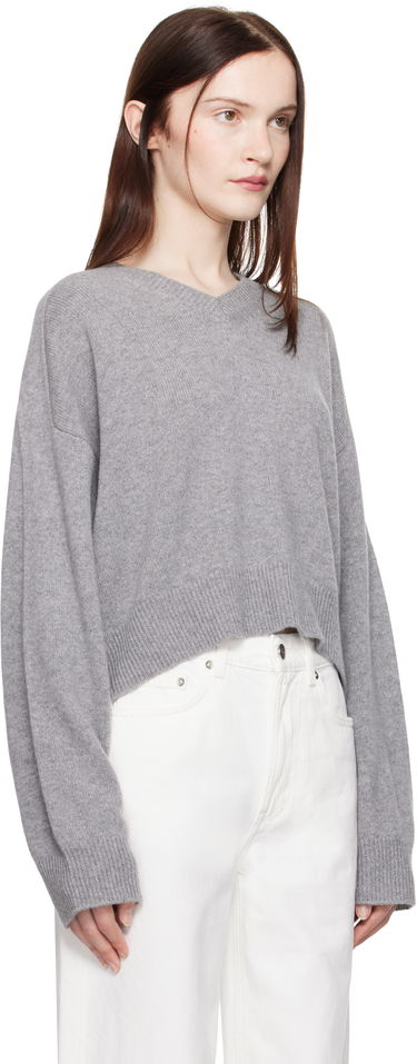Džemper Loulou de Saison Loulou de Saison Anzor Cropped V-Neck Sweater Siva | ANZOR, 1