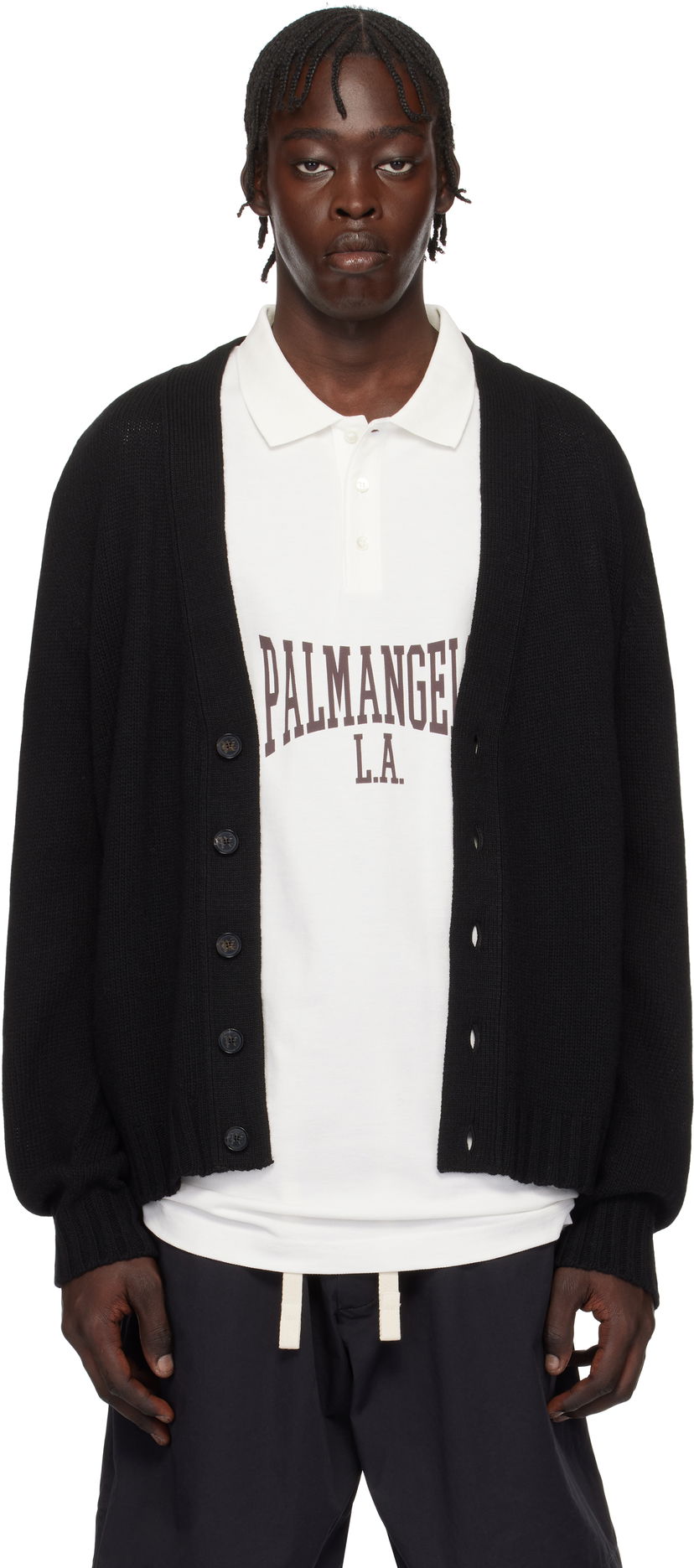 Džemper Palm Angels Curved Logo Black Cardigan Crna | PMHB035S25KNI0011008