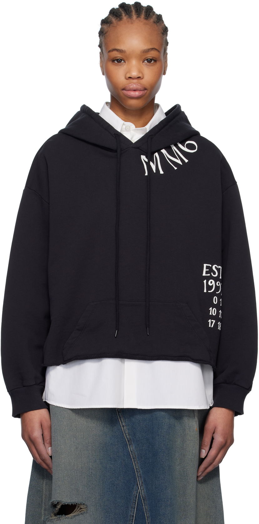 Dukserice Maison Margiela MM6 Maison Margiela Raw Edge Cropped Hoodie Crna | S52GU0241 M25012