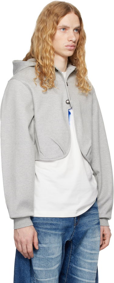 Dukserice ADER ERROR Cropped Button Hoodie Siva | BN01FWHD0401GR, 1