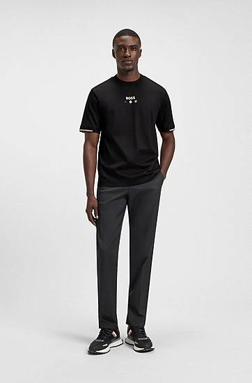 Majica kratkih rukava BOSS Pima Cotton Tee with Tennis Ball Graphics Crna | 50545292, 1