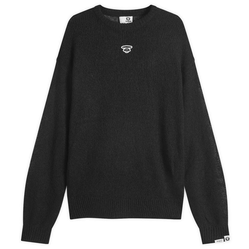 Džemper AAPE by A Bathing Ape AAPE Logo Mohair Knit Sweater, Size Large Crna | AAPKNMB373XXNBKX
