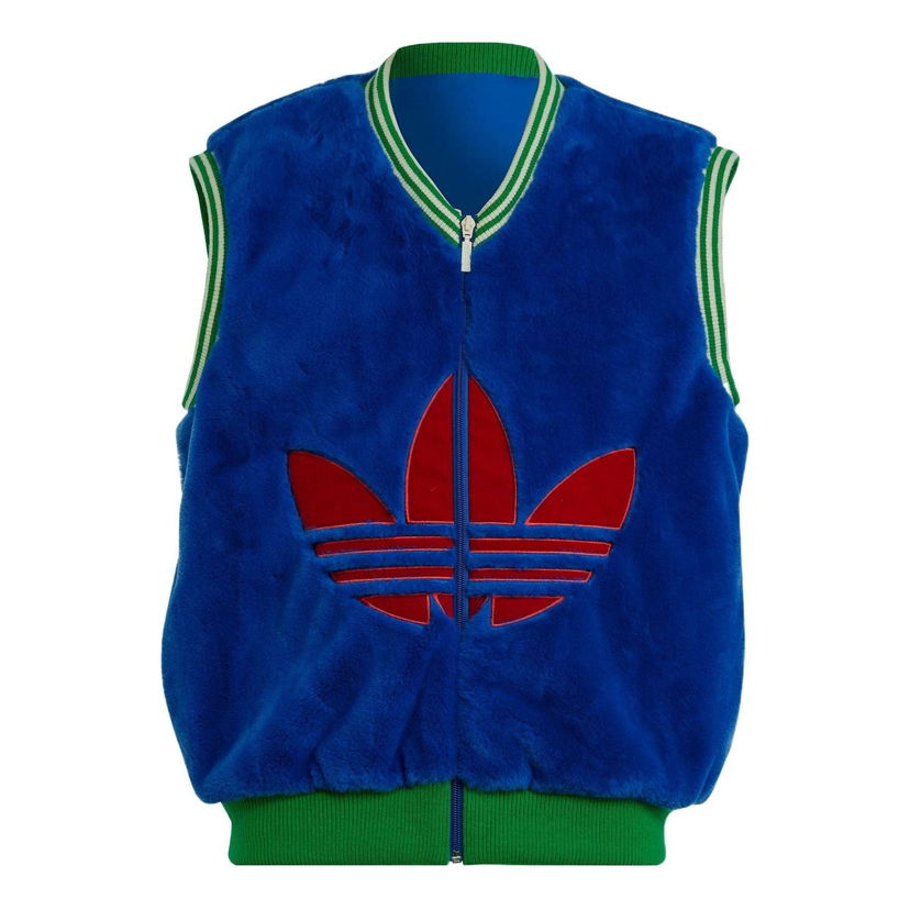 Prsluk adidas Originals Heritage Now Logo Faux Fur Vest Plava | IB3432