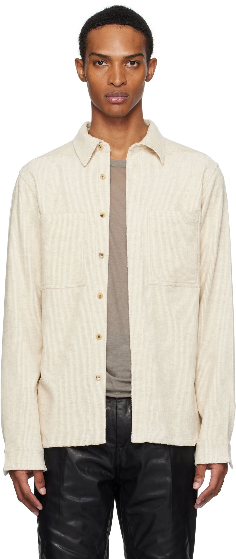 Košulja Rick Owens Rick Owens Concordians Corduroy Work Shirt Bež | RU02E1292 MLC