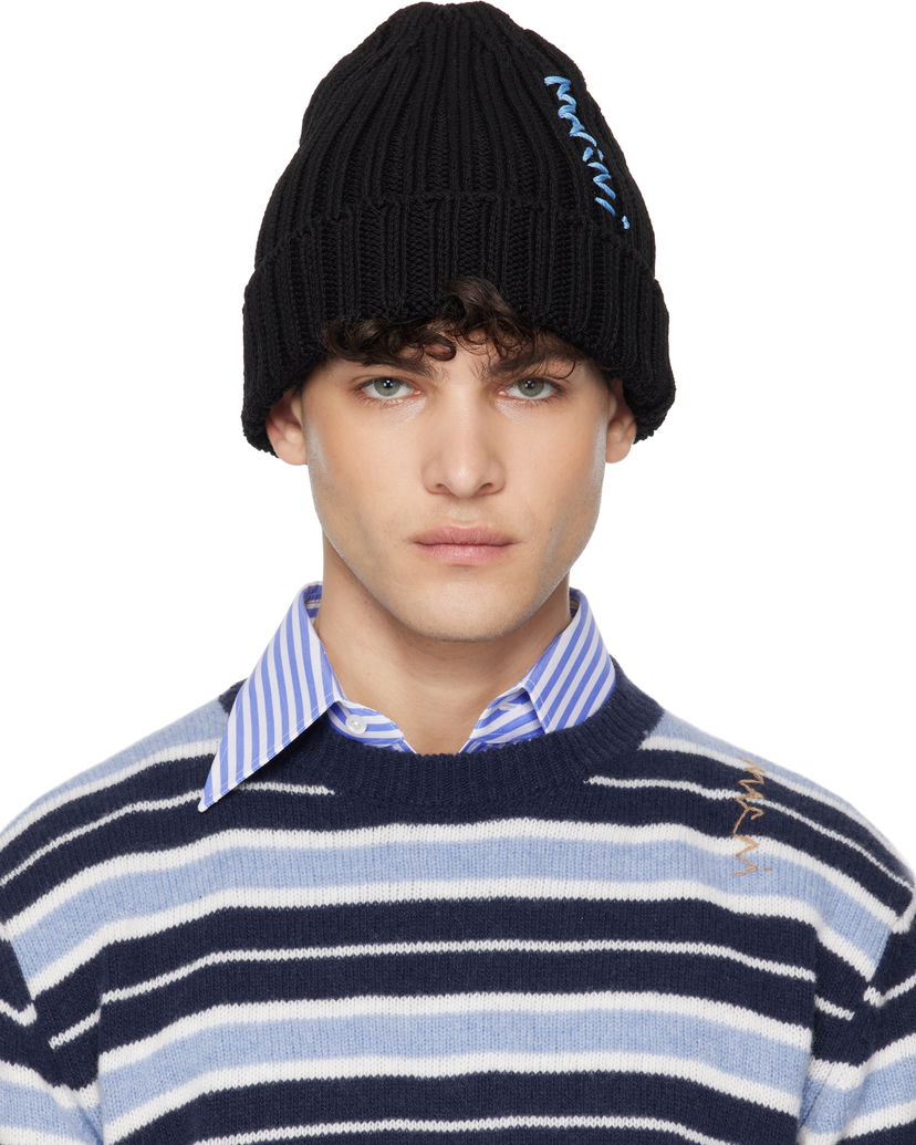 Kapica Marni Marni Cotton Knit Beanie Crna | CLZC0158A0 UFC850