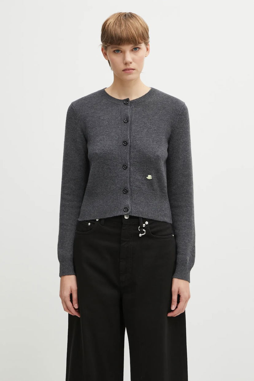 Džemper JW Anderson JW Anderson Contrast Embroidery Cardigan Siva | KW1447.YN0447