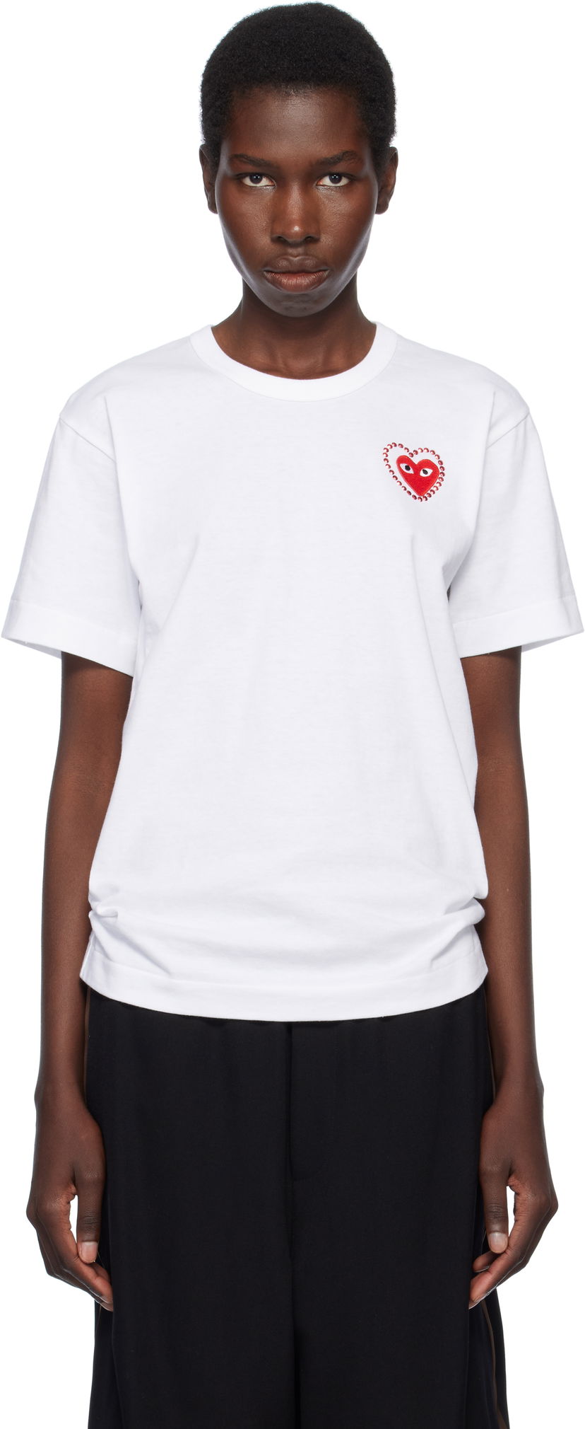 Majica kratkih rukava Comme des Garçons PLAY Metal Stone Emblem Heart T-Shirt Bijela | AX-T802-051