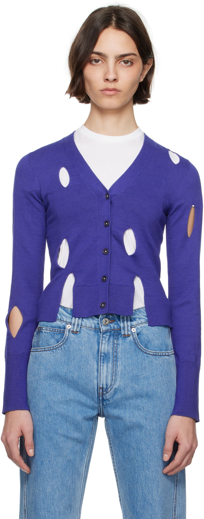 Džemper JW Anderson JW Anderson Slit Cardigan Ljubičasta | KW1413-YN0440