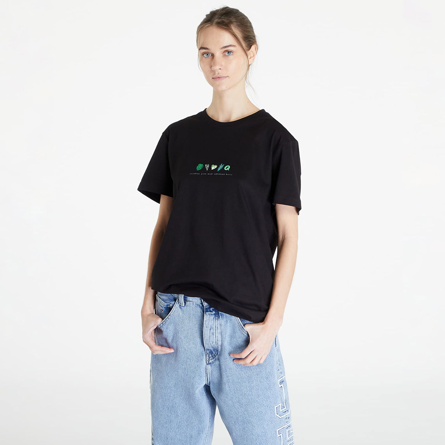 Majica kratkih rukava Queens Rostliny Jsou Moje Oblíbená Barva T-Shirt Crna | QNS_034, 0