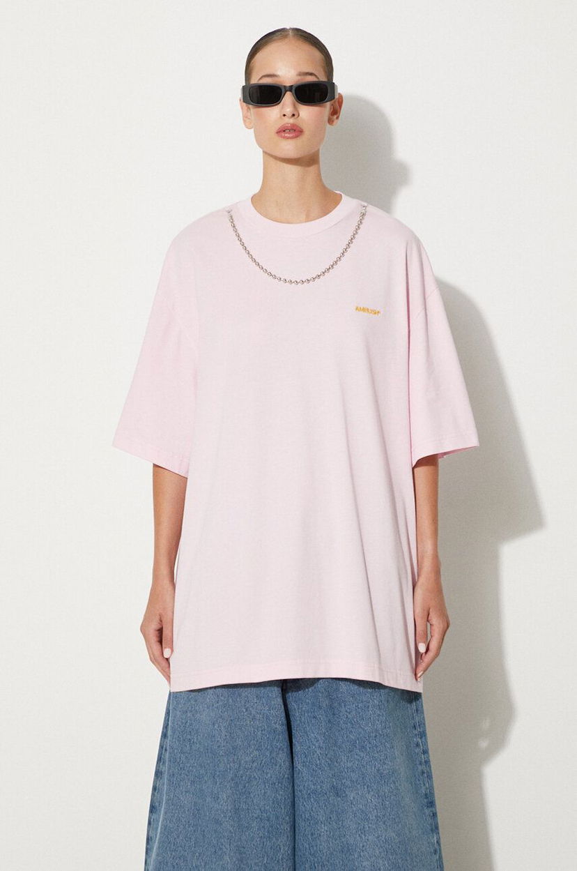Majica kratkih rukava Ambush Ballchain T-Shirt with Logo Print Ružičasta | BWAA04BF24JER0013616