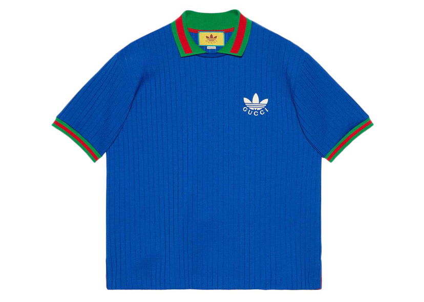Polo majica Gucci adidas x Polyester Polo Shirt Cobalt Blue Plava | 691777 XJEKF 4364