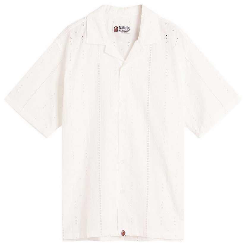 Košulja BAPE A Bathing Ape Open Collar Short Sleeve Embroidered Shirt, Size Large Bijela | 001SRL301305M-IVO