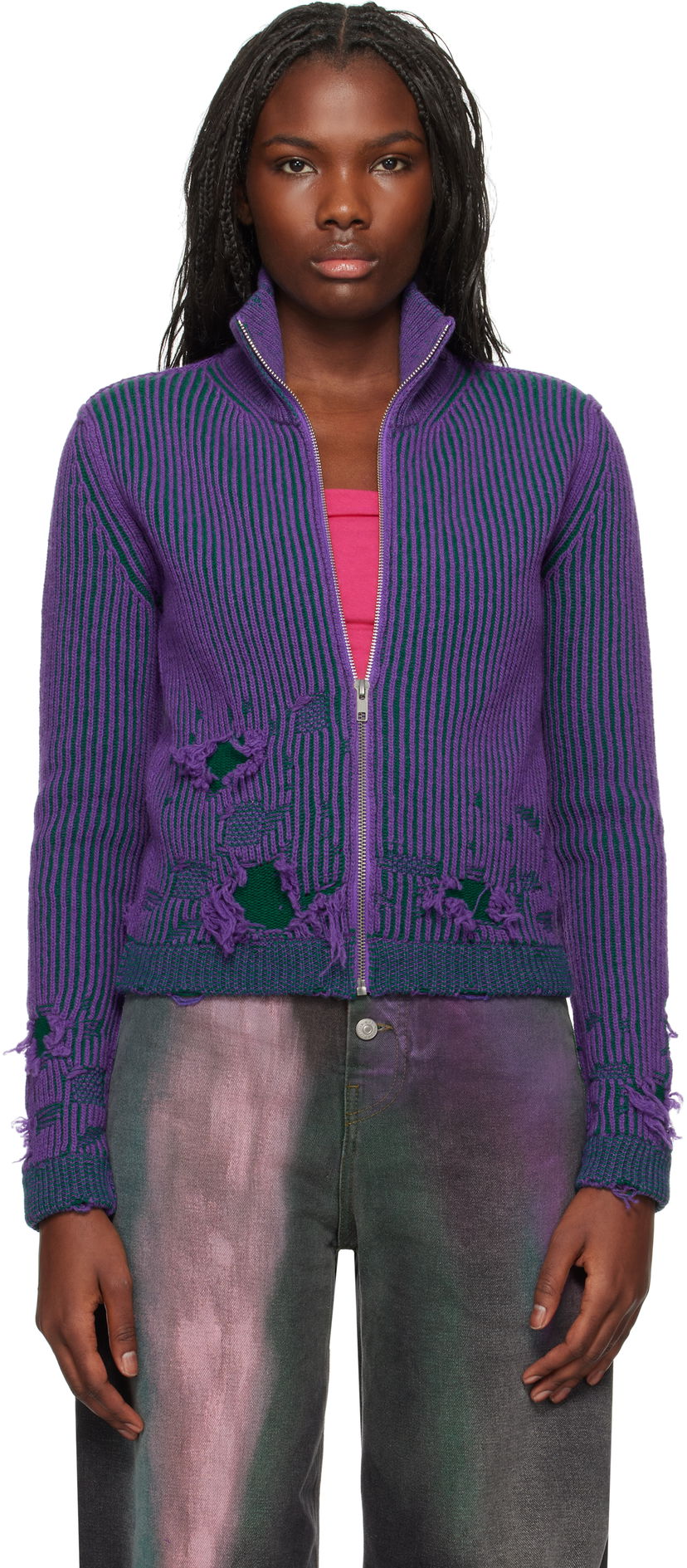 Džemper Maison Margiela Zipped Turtleneck Jacket Ljubičasta | S62AN0133 M13076