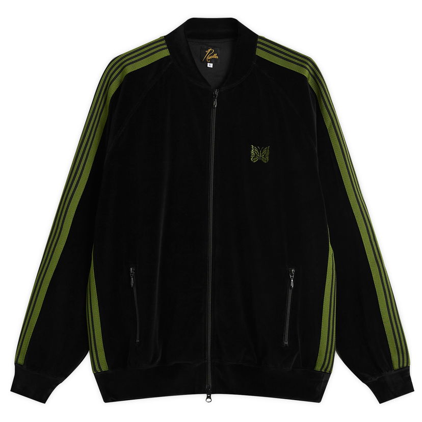 Bomber jakna Needles Velour Rib Collar Track Jacket Crna | RW323-C