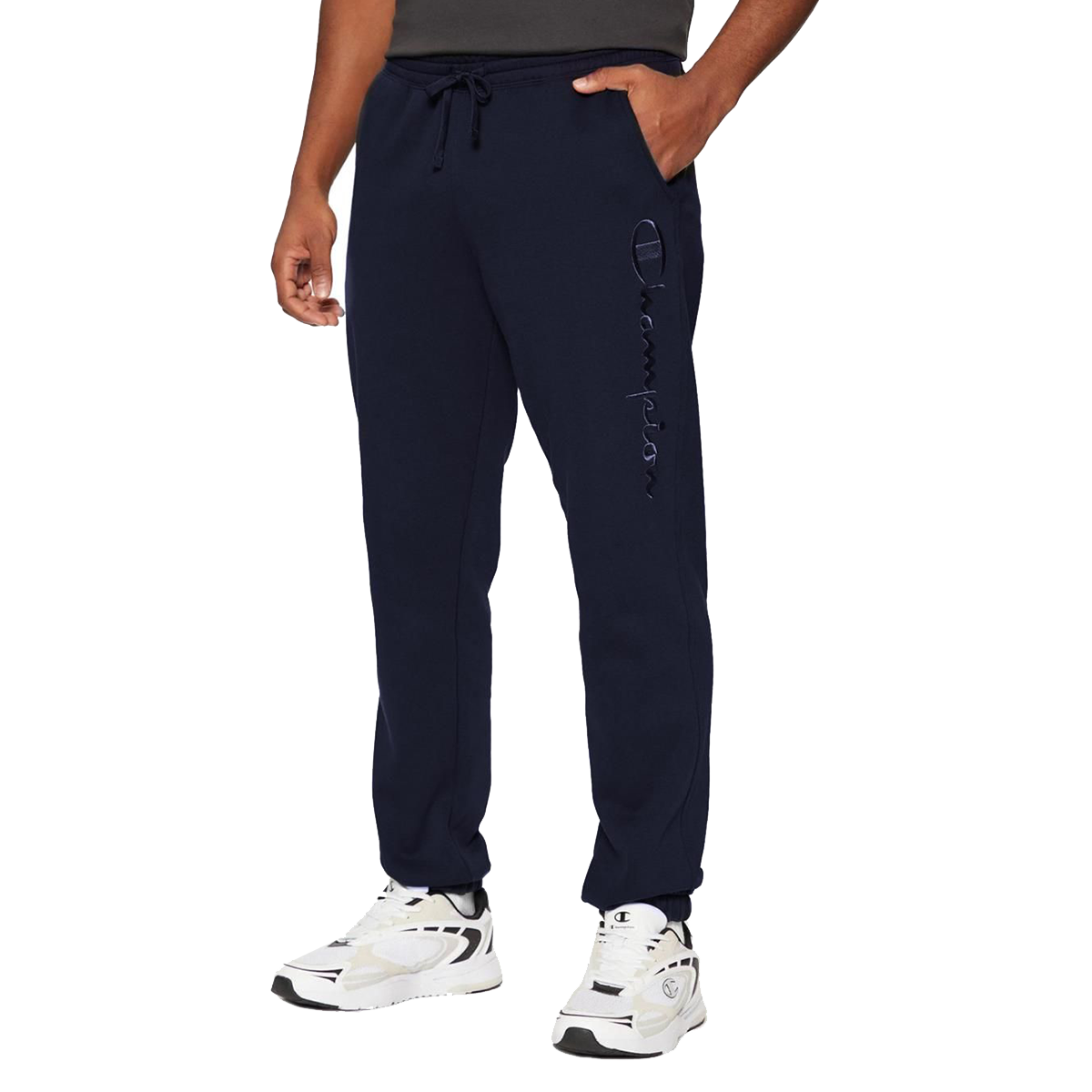 Trenirka Champion Cuffed Drawstring Joggers with Vertical Script Logo Tamnoplava | 220312-BS501, 0