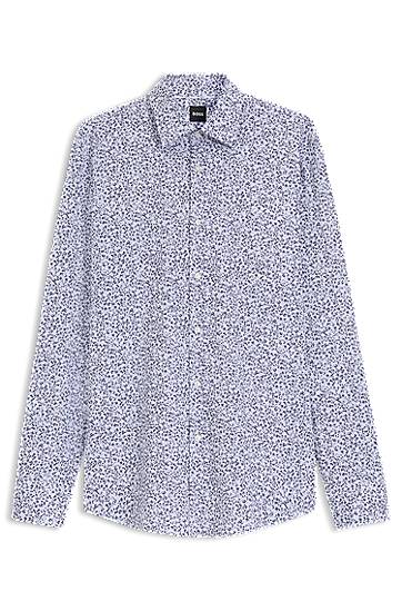 Košulja BOSS Men's Slim Fit Floral Print Stretch Cotton Poplin Shirt Plava | 50545109