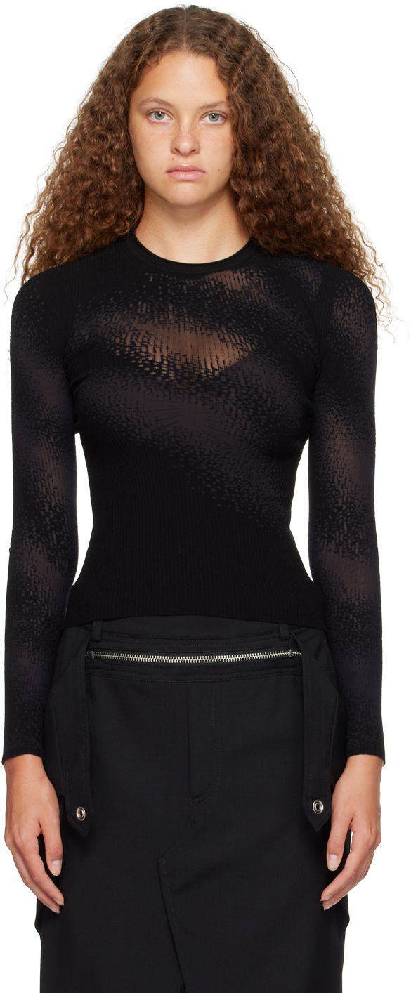 Džemper Dion Lee Dion Lee Burn Out Long Sleeve T-Shirt Crna | C7201P23
