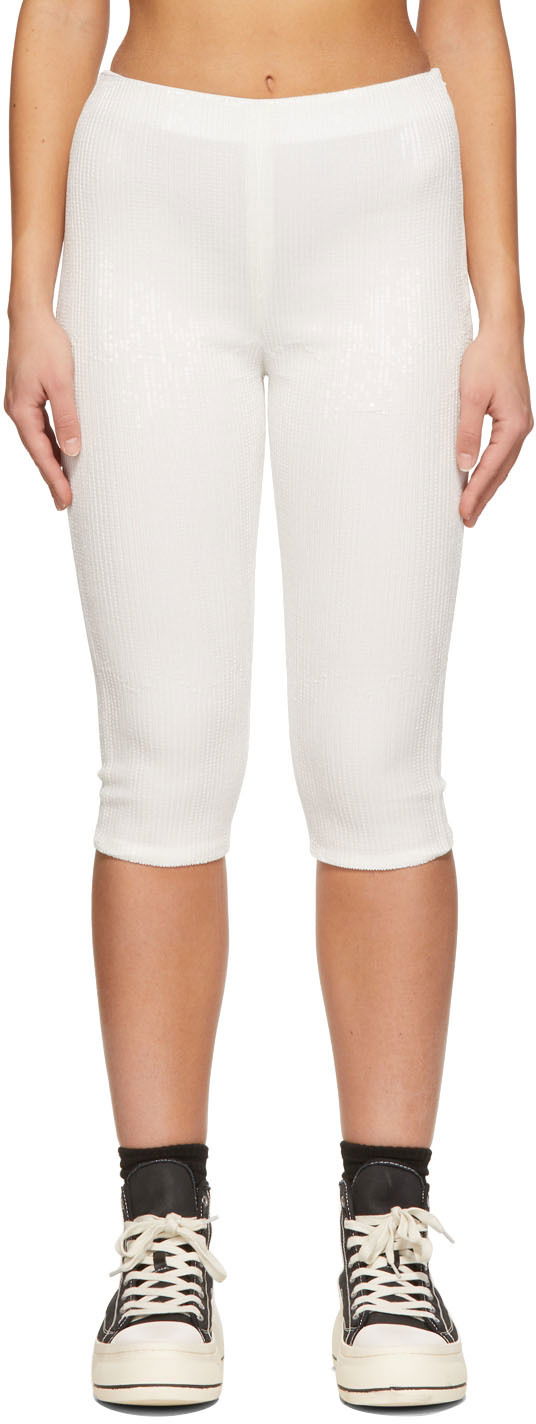 Kratke hlače We11done We11done Sequin Cycling Shorts Bijela | WD-PT1-22-295-W-WH