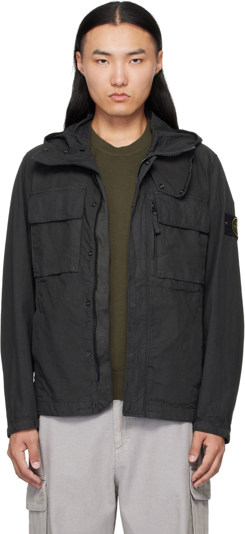 Jakna Stone Island Canvas Weave Cotton Jacket Crna | K2S15 Q100012 S0240