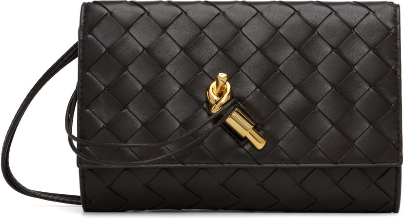 Novčanik Bottega Veneta Bottega Veneta Andiamo Intrecciato Leather Wallet on a Strap Smeđa | 836940 VCPP2