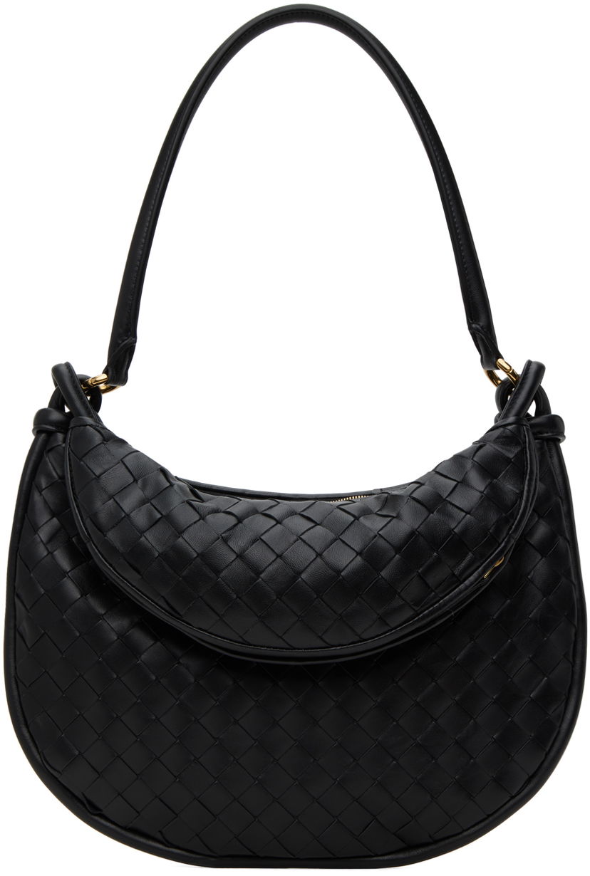 Torba za rame Bottega Veneta Medium Gemelli Leather Shoulder Bag Crna | 764281 VCPP1