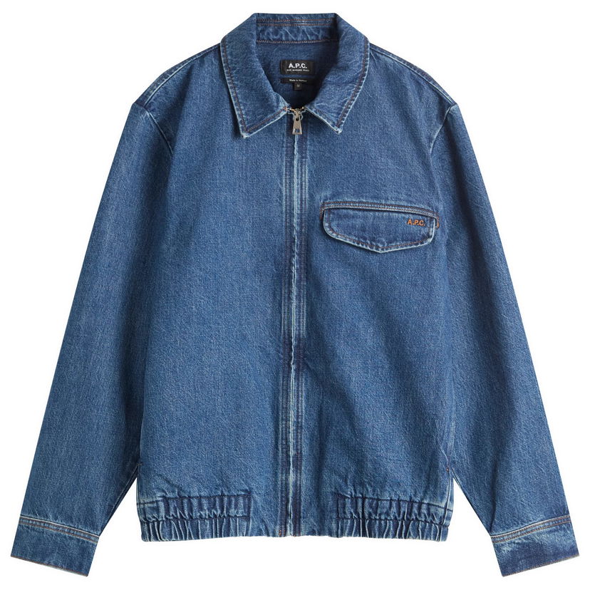 Jakna A.P.C. A.P.C. Men's Fabrizio Zipped Denim Jacket Plava | COHJK-H32015-IAL