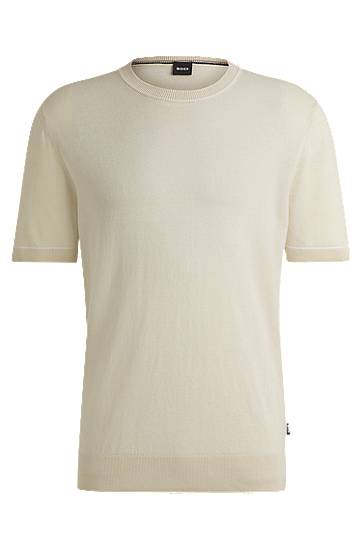 Džemper BOSS Linen-Blend Knit Sweatshirt Bež | 50537639