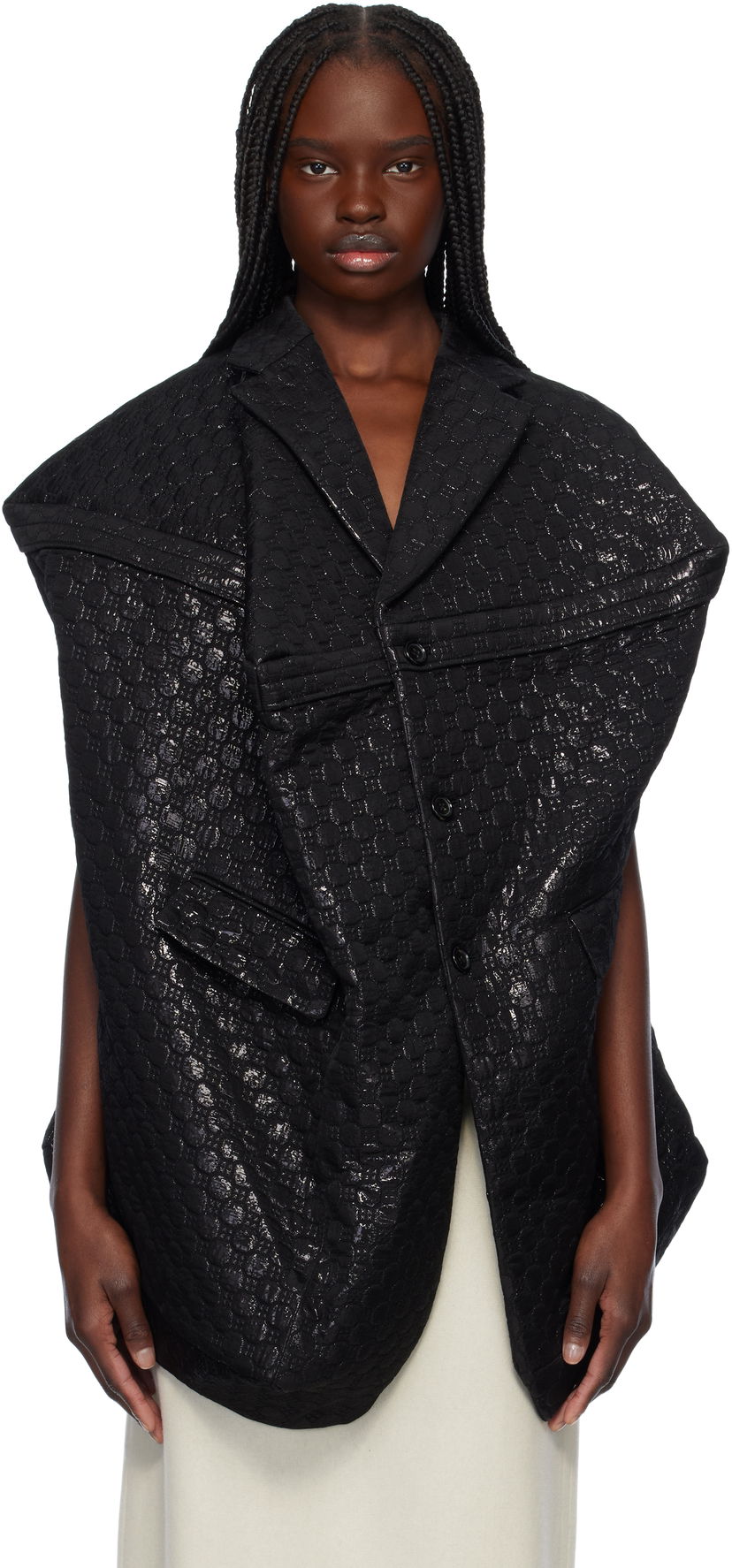 Prsluk Comme des Garçons Comme des Garçons Lame Floating Weave Vest Crna | GO-J027-051-1