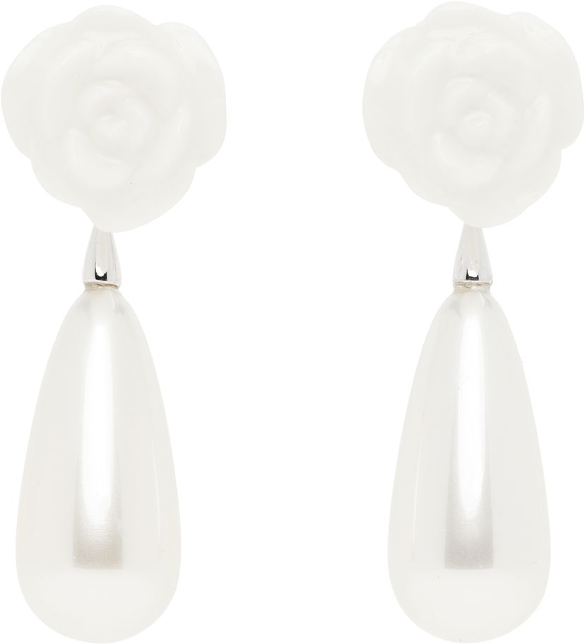 Naušnice SHUSHU/TONG SHUSHU/TONG YVMIN Edition Rose Faux-Pearl Earrings Bijela | 25304WHT00DN2