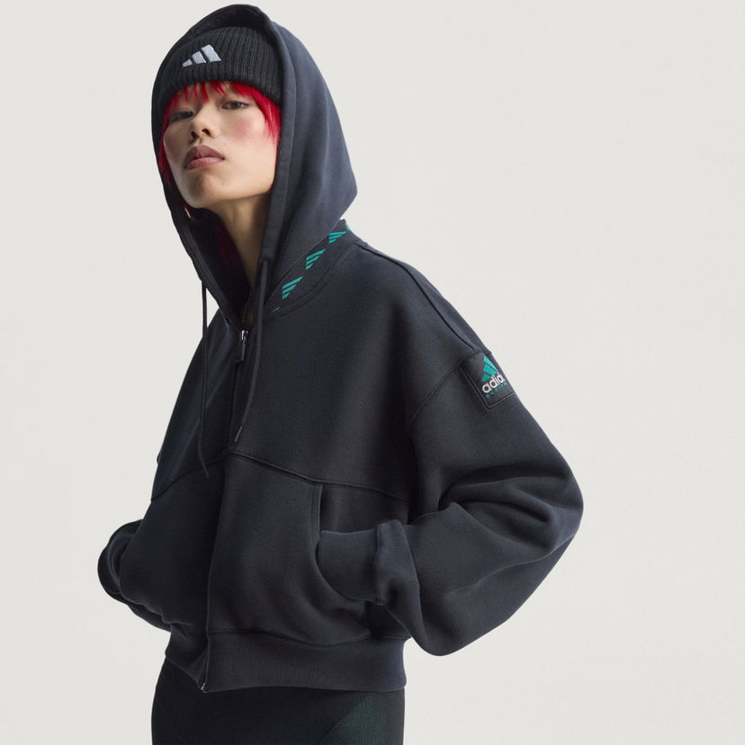 Dukserice adidas Performance EQT Cropped Hoodie Crna | JW7348