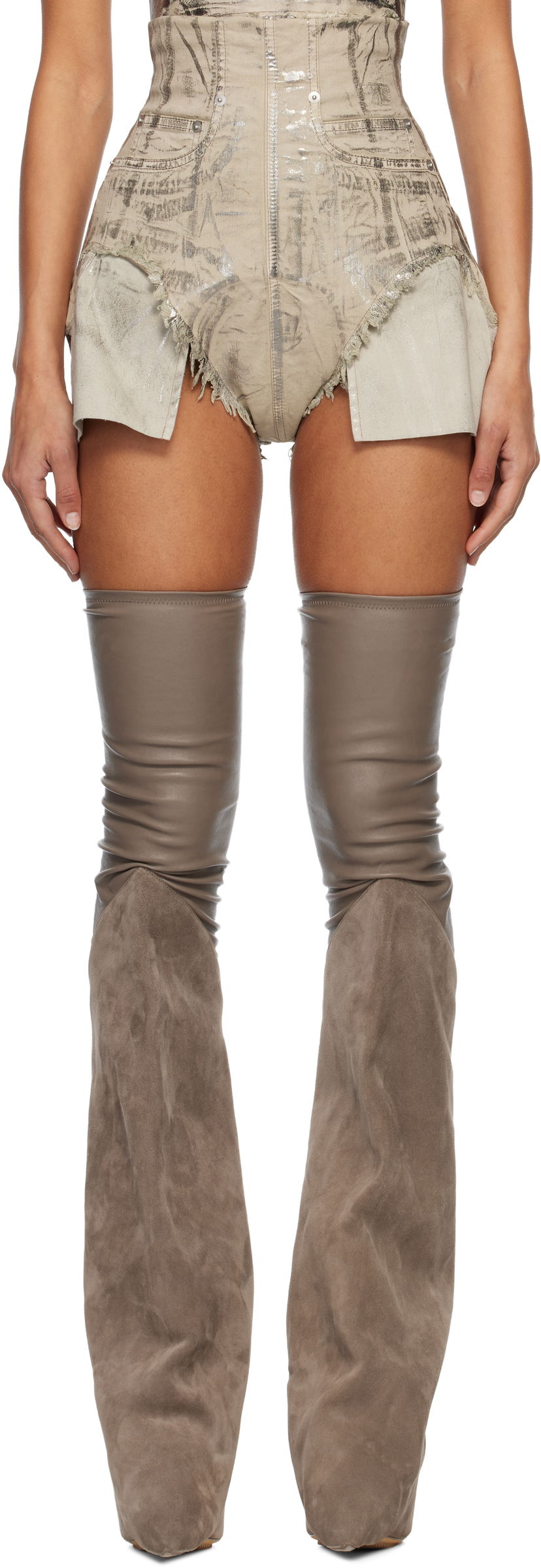 Kratke hlače Rick Owens DRKSHDW Concordians Dirt Cutoffs Denim Shorts Bež | DS02E7313 SDPF