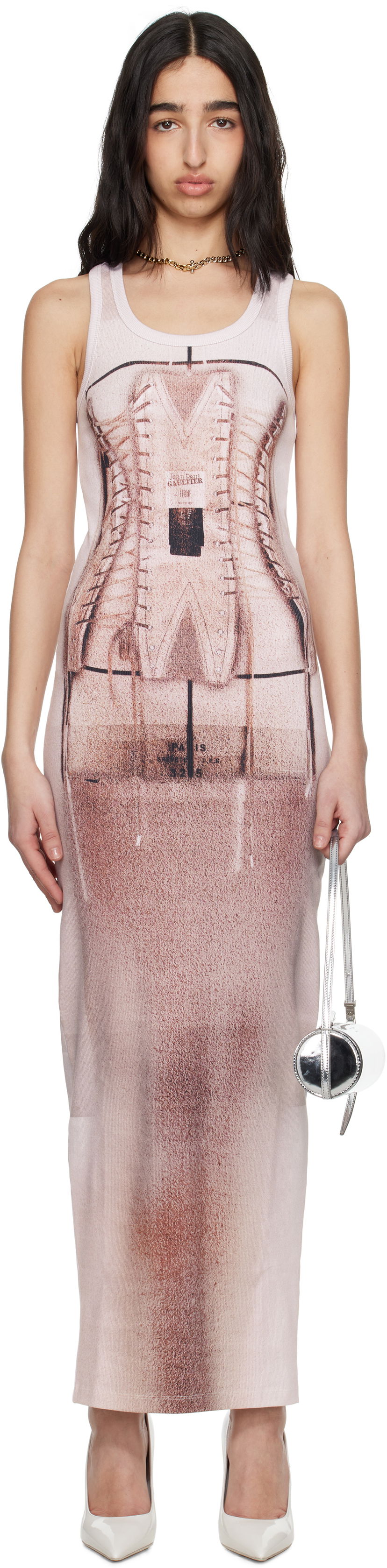 Haljina Jean Paul Gaultier Jean Paul Gaultier 'The Corset Trompe-L’oeil' Maxi Dress Ružičasta | 25/34-F-RO405-J582-260100