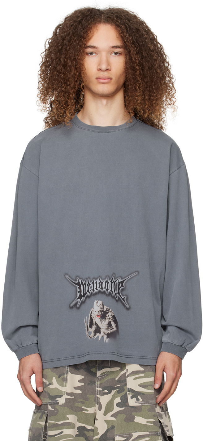 Majica kratkih rukava We11done Monster Graphic Long Sleeve T-Shirt Plava | WD-TT0-24-718-U-NV