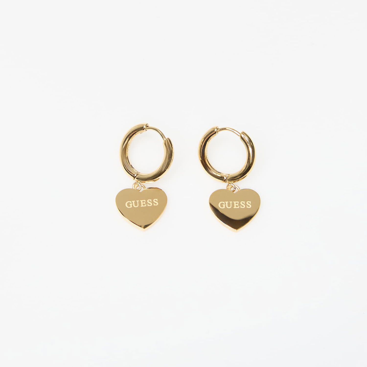 Naušnice GUESS Huggie Me Heart Charm Hoop Earrings with Crystal Detail Žuta | JUBE03145JWYG-GOLD, 1