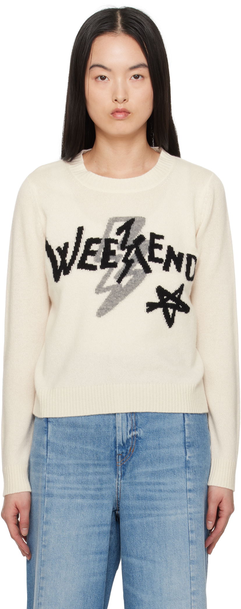 Džemper Max Mara Weekend Max Mara Kansas Graphic Print Sweater Bijela | 2515361011600