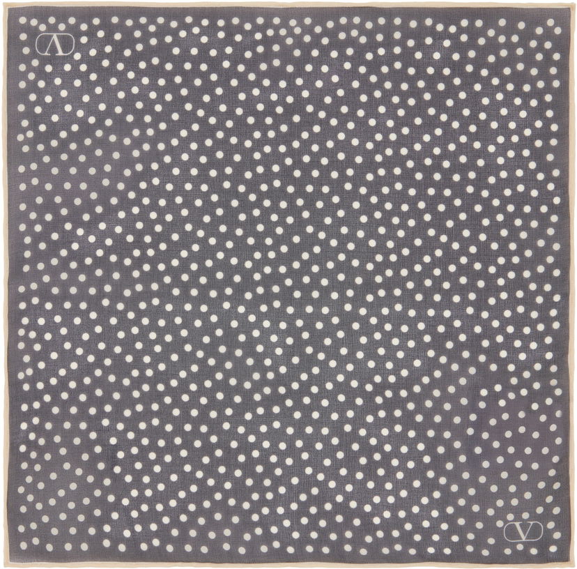 Šal Valentino Valentino Garavani Chez Valentino Silk Pocket Square with Polka Dot Print Siva | 6W0EX002TTR
