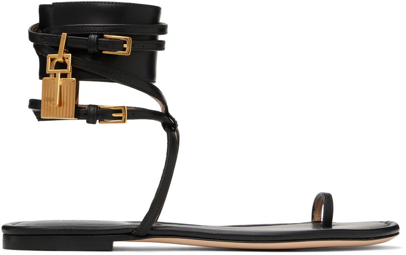Dodaci Tom Ford TOM FORD Soft Calf Ankle Wrap Sandals Crna | W3669-LCL002G