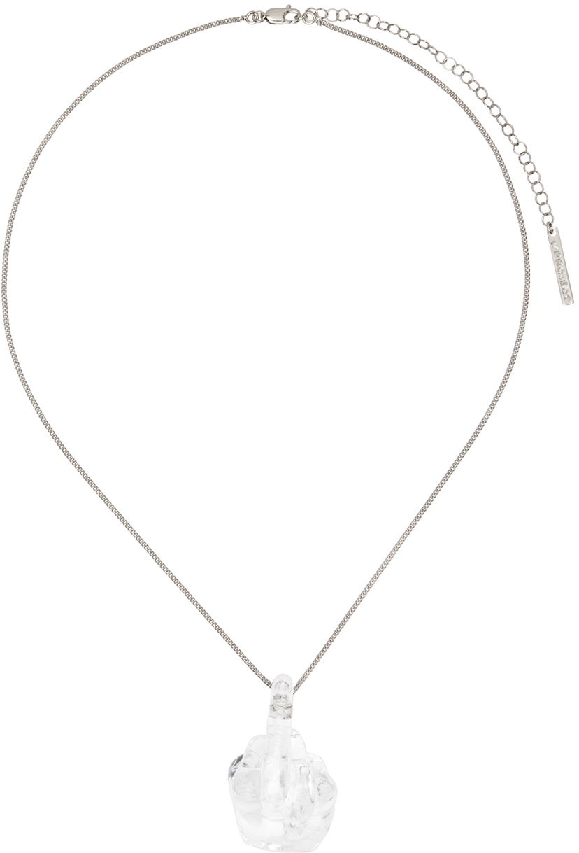 Ogrlica Y/PROJECT Silver Midi Fuck U Necklace Metalik | 640NE013
