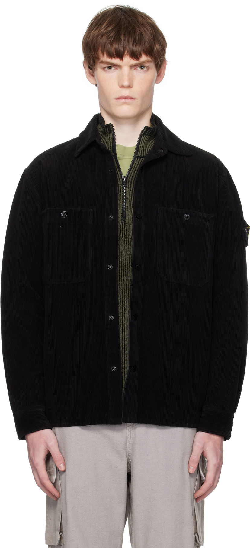 Košulja Stone Island Organic Cotton Corduroy Overshirt Crna | K2S15 1200012 S0212