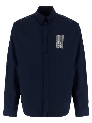 Košulja Balenciaga Barcode Logo Shirt Tamnoplava | 662982TKM028065