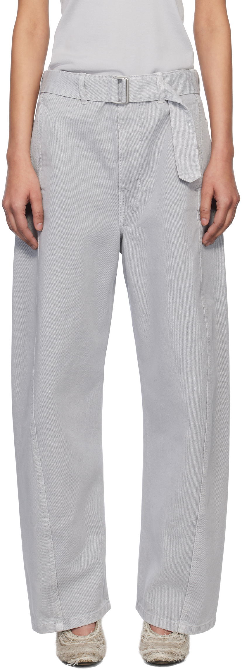 Cargo hlače LEMAIRE Lemaire Twisted Belted Trousers Siva | PA326 LD1036