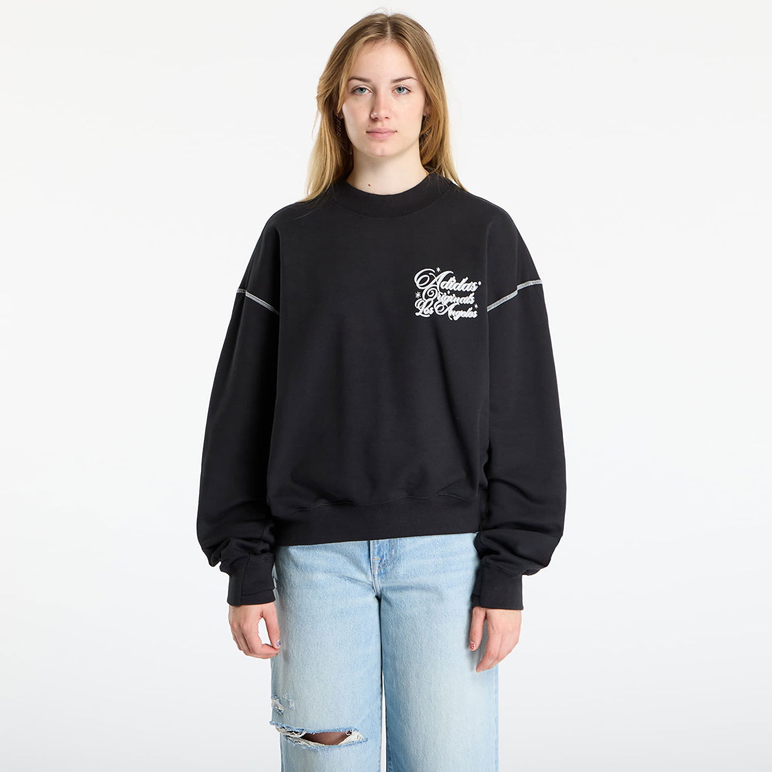 Dukserice adidas Originals Santa Monica Crewneck Sweatshirt Crna | JX6129, 1