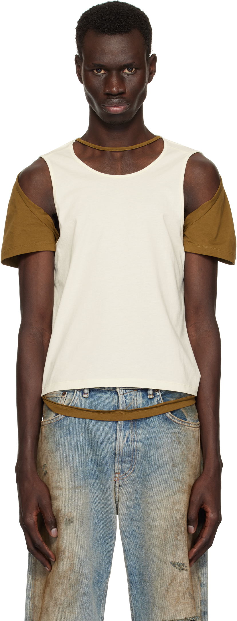 Majica bez rukava Eckhaus Latta Eckhaus Latta Hugging T-Shirt Bijela | 1203-EL-PS25-C - COCONUT