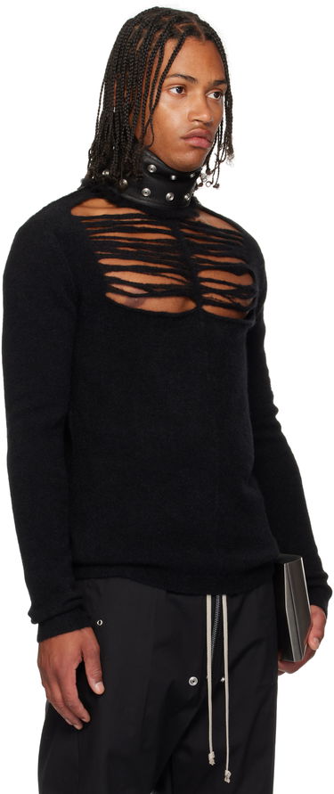 Džemper Rick Owens Rick Owens Concordians Long Sleeve Grid Knit Sweater Crna | RU02E1670 KGRIDP, 1